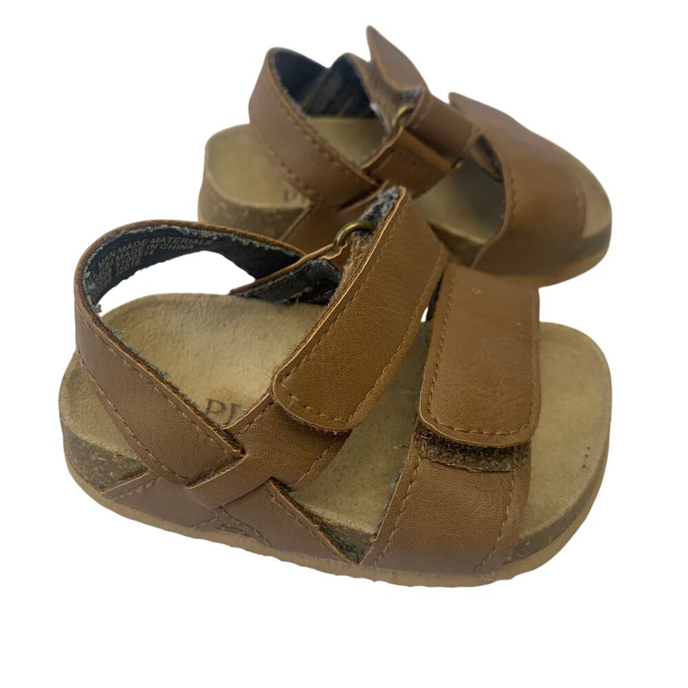 Children's Place Baby 3-6 Months Sandals Slingback Tan Brown Hook Loop Shoes